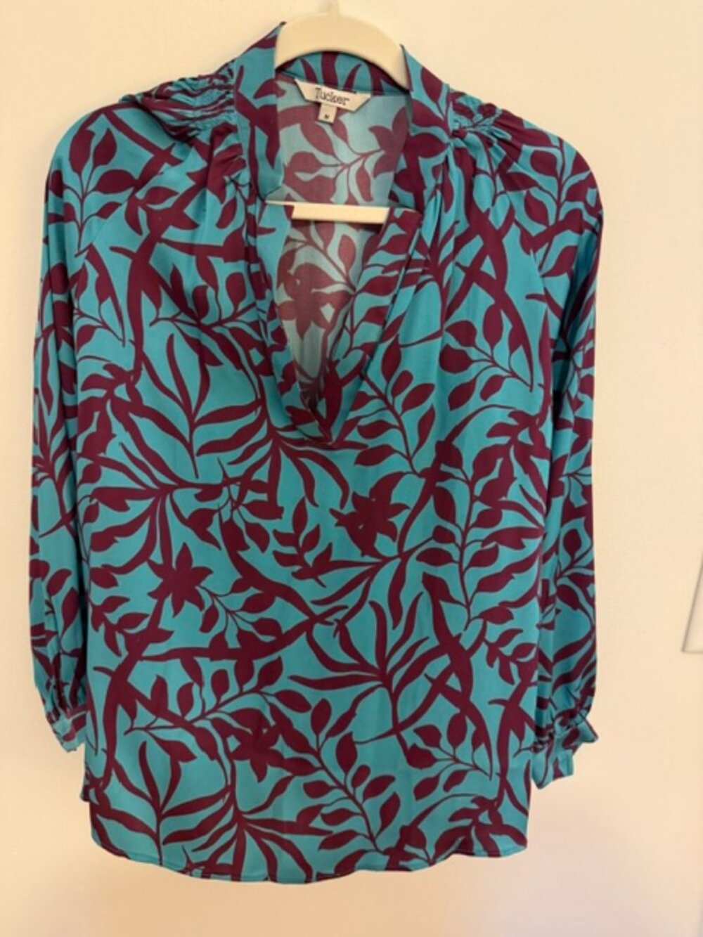 Tucker long sleeve polo silk blouse
